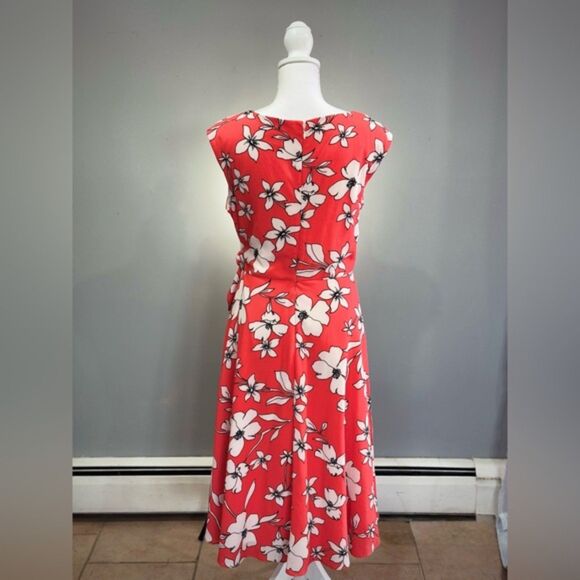 CLEARANCE! Coral Floral Jessica Howard Tie Waist Dress Size 10 EUC - Picture 2 of 6